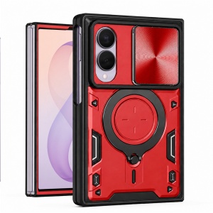 Husa pentru Samsung Galaxy Z Fold8, Inel Magnetic, Protectie Camera, set cu sticker, CamGuard Pro, Rosu