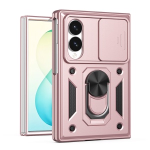 Husa pentru Samsung Galaxy Z Fold8, protectie camere, Inel magnetic, set cu sticker, CamShield, Roz