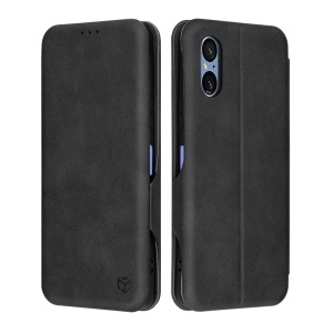 Husa pentru Sony Xperia 5 VI, SKYDDAR INNOVATION, Safe Wallet tip carte din Piele Ecologica, Suport Carduri, Inchidere Magnetica, Negru, set cu sticker