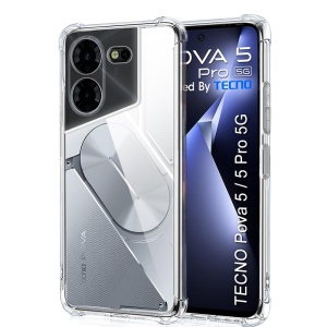 Husa pentru Tecno Pova 5 Pro , SKYDDAR INNOVATION, Shockproof Clear din Silicon Slim, Transparenta, set cu sticker