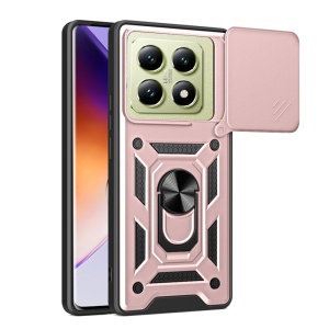 Husa pentru Xiaomi 14T cu Inel magnetic, Antisoc, set cu sticker, CamShield, Roz