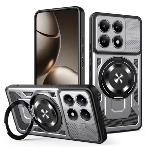 Husa pentru Xiaomi 15T, Inel Magnetic, Antisoc, set cu sticker, RuggedCam, Gri