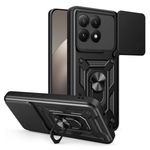 Husa pentru Xiaomi 15T, SKYDDAR INNOVATION, CamShield, Inel magnetic, set cu sticker, Negru