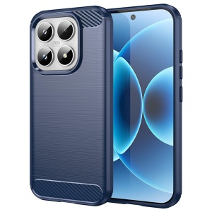 Husa pentru Xiaomi 17 din Silicon Slim, cu textura Fibra Carbon, set cu sticker, Carbon Silicone, Albastru