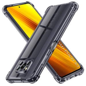 Husa pentru Xiaomi Poco X3 Pro / Poco X3 NFC / Poco X3, SKYDDAR INNOVATION, Shockproof Clear Silicone, Silicon Slim, set cu sticker, Fumuriu