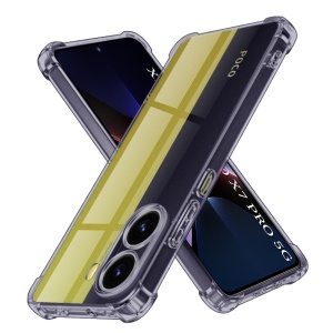 Husa pentru Xiaomi Poco X7 Pro, SKYDDAR INNOVATION, Shockproof Clear Silicone, Silicon Slim, set cu sticker, Fumuriu