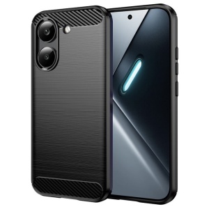 Husa pentru Xiaomi Poco X8 Pro din Silicon Slim, cu textura Fibra Carbon, set cu sticker, Carbon Silicone, Negru