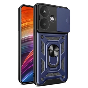 Husa pentru Xiaomi Redmi 13C 5G, SKYDDAR INNOVATION, CamShield, Inel magnetic, set cu sticker, Albastru