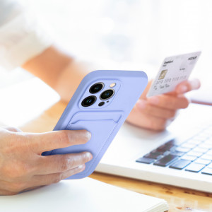 Husa pentru Xiaomi Redmi 13C din silicon Suport Card, set cu sticker, Cards Case, Mov - Img 2