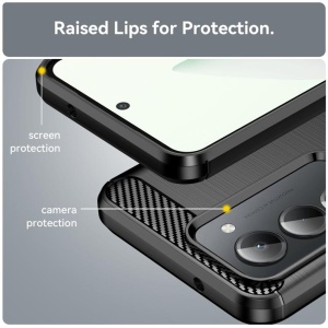 Husa pentru Xiaomi Redmi 15 5G / Redmi 15 4G, , din Silicon Slim, cu textura Fibra Carbon, Skyddar Carbon Silicone, set cu sticker, Negru - Img 2