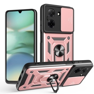 Husa pentru Xiaomi Redmi A5 4G (Standard), SKYDDAR INNOVATION, CamShield, Inel magnetic, set cu sticker, Roz - Img 1