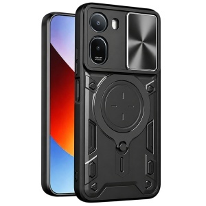 Husa pentru Xiaomi Redmi A7 Pro 4G, Inel Magnetic, Protectie Camera, set cu sticker, CamGuard Pro, Negru