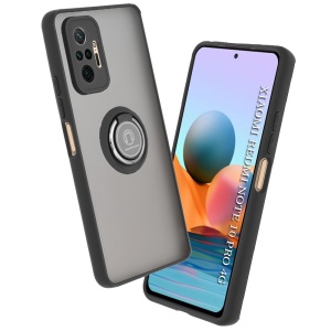 Husa pentru Xiaomi Redmi Note 10 Pro / Redmi Note 10 Pro Max, SKYDDAR INNOVATION, Glinth cu Inel Rotativ 360° Magnetic, Negru, set cu sticker