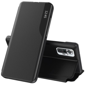 Husa pentru Xiaomi Redmi Note 10 Pro / Redmi Note 10 Pro Max, tip carte, set cu sticker, eFold, Negru