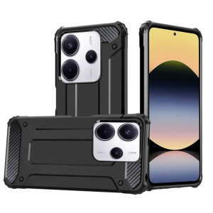 Husa pentru Xiaomi Redmi Note 14 4G (Regional), SKYDDAR INNOVATION, Hybrid Armor, din Plastic Dur, Margini Cauciucate, Antisoc, Negru, set cu sticker