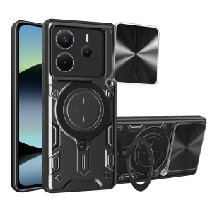 Husa pentru Xiaomi Redmi Note 14 4G (Regional), SKYDDAR INNOVATION, CamGuard Pro, Inel Magnetic, Protectie Camera, set cu sticker, Negru
