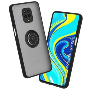 Husa pentru Xiaomi Redmi Note 9 Pro / Redmi Note 9S / Redmi Note 9 Pro Max, SKYDDAR INNOVATION, Glinth cu Inel Rotativ 360° Magnetic, Negru, set cu sticker