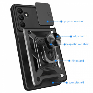 Husa Samsung Galaxy A15 4G / Galaxy A15 5G cu inel magnetic si protectie camera Skyddar CamShield - Albastru - Img 2