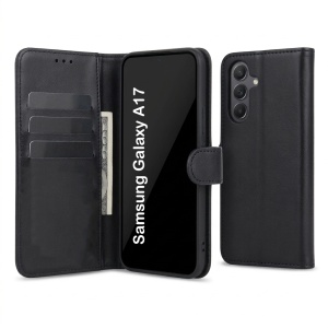 Husa Samsung Galaxy A17 / A18, Tip Carte, 3 Sloturi Card, set cu sticker, Skydddar Smart Classic, Negru