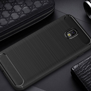 Husa Samsung Galaxy J7 2017 din silicon, Slim, cu textura Fibra Carbon - Negru - Img 8
