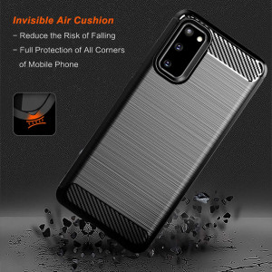 Husa Samsung Galaxy S20 din silicon, Slim, cu textura Fibra Carbon - Negru - Img 5