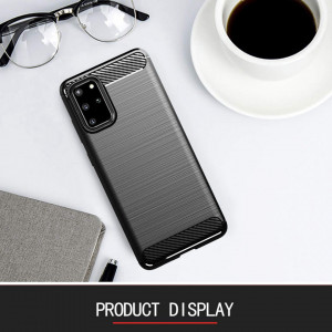 Husa Samsung Galaxy S20 Plus din silicon, Slim, cu textura Fibra Carbon - Negru - Img 5