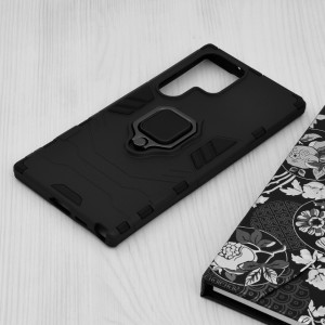 Husa Samsung Galaxy S23 Ultra cu inel, Techsuit Silicone Shield - Negru - Img 3