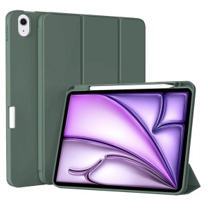 Husa tableta pentru iPad Air 11 (2024) / Air 11 (2025), suport Pencil, functie Sleep/Wake, Flex Trifold, set cu sticker, Verde inchis