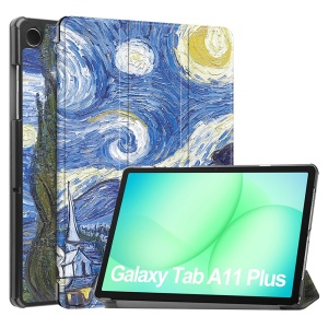 Husa tableta pentru Samsung Galaxy Tab A11 Plus / A9 Plus, SKYDDAR INNOVATION, cu suport Multi-Unghi si functie Sleep/Wake, FoldPro, Starry night, set cu sticker
