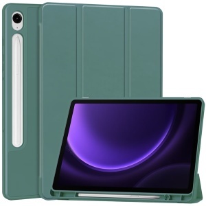 Husa tableta pentru Samsung Galaxy Tab A11 Plus / A9 Plus, suport Pencil, functie Sleep/Wake, Flex Trifold, set cu sticker, Verde inchis