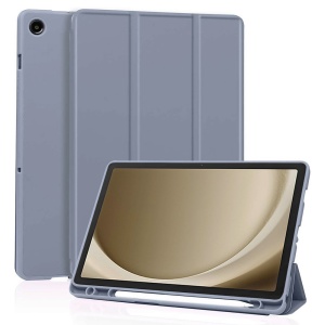 Husa tableta pentru Samsung Galaxy Tab A9 Plus, suport Pencil, functie Sleep/Wake, Flex Trifold, set cu sticker, Mov