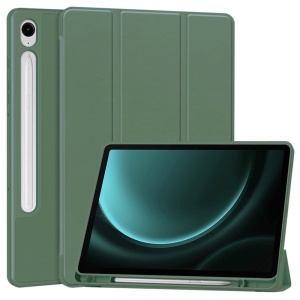 Husa tableta pentru Samsung Galaxy Tab S9 FE / S10 FE, suport Pencil, functie Sleep/Wake, Flex Trifold, set cu sticker, Verde inchis