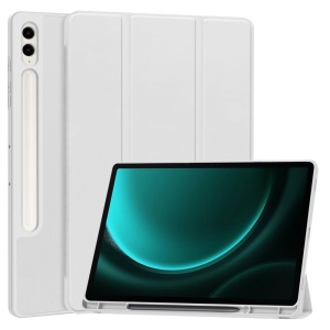 Husa tableta pentru Samsung Galaxy Tab S9 Plus / S10 Plus / S9 FE Plus, suport Pencil, functie Sleep/Wake, Flex Trifold, set cu sticker, Gri