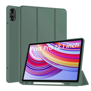 Husa tableta pentru Xiaomi Redmi Pad Pro / Redmi Pad Pro 5G / Poco Pad), suport Pencil, functie Sleep/Wake, Flex Trifold, set cu sticker, Verde inchis