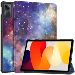 Husa tableta pentru Xiaomi Redmi Pad SE 11", SKYDDAR INNOVATION, cu suport Multi-Unghi si functie Sleep/Wake, FoldPro, Galaxy, set cu sticker