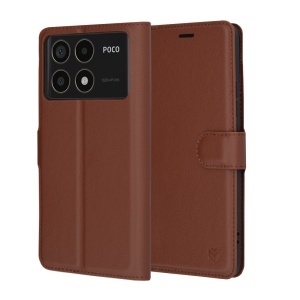 Husa Xiaomi Poco F6 Pro tip Carte, cu Portofel Interior, Finisaje Premium, SKYDDAR Leather Wallet - Maro
