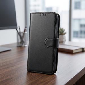 Husa Xiaomi Redmi A7 Pro, Tip Carte, 3 Sloturi Card, set cu sticker, Skydddar Smart Classic, Negru - Img 4