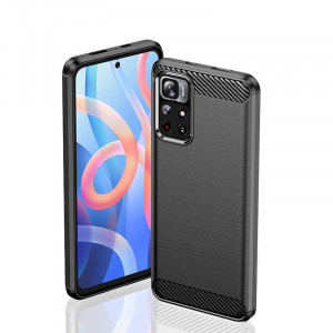 Husa Xiaomi Redmi Note 11 Pro+ 5G din silicon, Slim, cu textura Fibra Carbon - Negru - Img 2