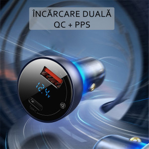 Incarcator Auto Type-C PD65W, USB QC4.0, Baseus (CCKX-C0G) - Transparent - Img 8