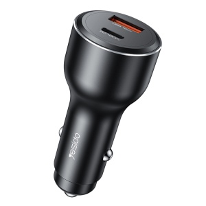 Incarcator auto, USB si Type-C, PD 100W, Aliaj aluminiu, Yesido, Negru