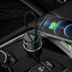 Incarcator auto (Z42 Light Road), USB-A, USB Type-C, QC 3.0, PD 20W, 3A, HOCO - Negru - Img 5