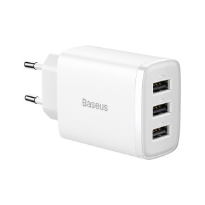 Incarcator de Priza 3xUSB, 17W, Baseus - Alb - Img 1