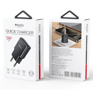 Incarcator de priza, USB-C, PD 30W, GaN Technology, Ultra Slim, Yesido, Alb - Img 7