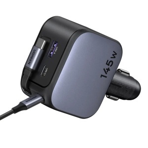 Incarcator pentru Masina, Cablu Retractabil USB-C, USB-C/A, 145W, 70cm, Ugreen EC604, Negru - Img 4