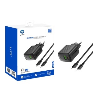 Incarcator pentru Priza, USB-C, USB, 20W, Cablu Lightning Inclus - Lito (LC15L) - Black