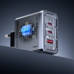 Incarcator priza, 2x USB-C, USB-A, GaN, 65W, Incarcare rapida, Yesido, Alb - Img 3