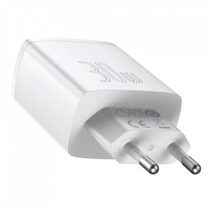 Incarcator priza Compact, USB-C, PD, 30W si 2x USB-A, QC 3A, Baseus (CCXJ-E02) - Alb - Img 2