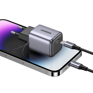 Incarcator USB-C, GaN, Fast Charging, 20W, 3A, QC4.0+, Ugreen Nexode CD318 - Gri - Img 2