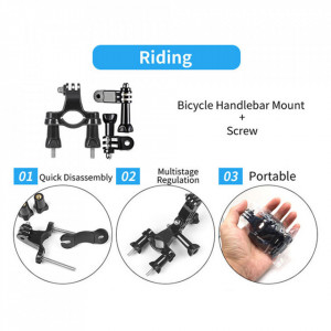 Kit accesorii GoPro / Sony Action Camera / Xiaomi Yi 216in1, Techsuit (CAL38) - Negru - Img 7