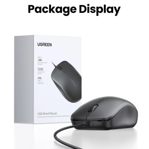 Mouse cu Fir, Ergonomic Design, USB, Plug&Play, 1200DPI, 1.5m, Ugreen MU007, Negru - Img 7